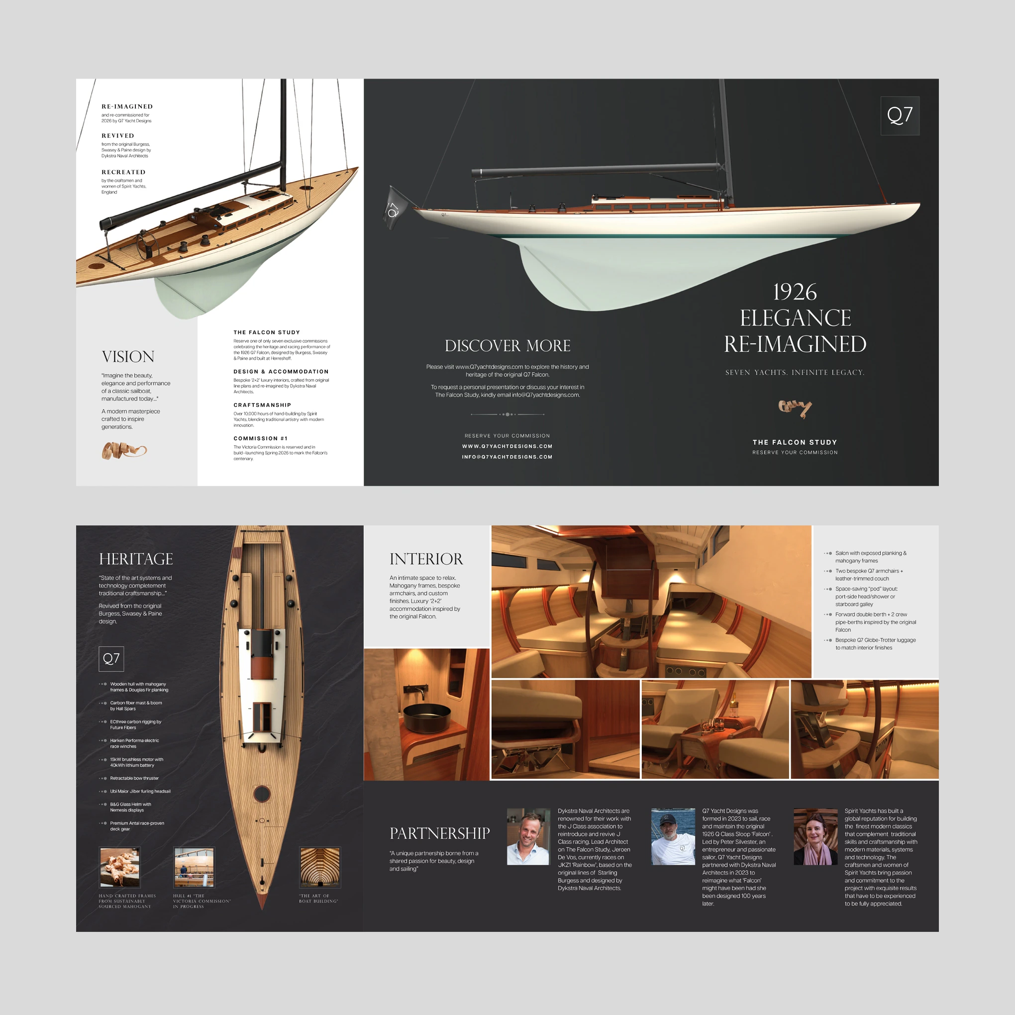 Q7 Yacht Designs — Brochure direction 01 · full layout
