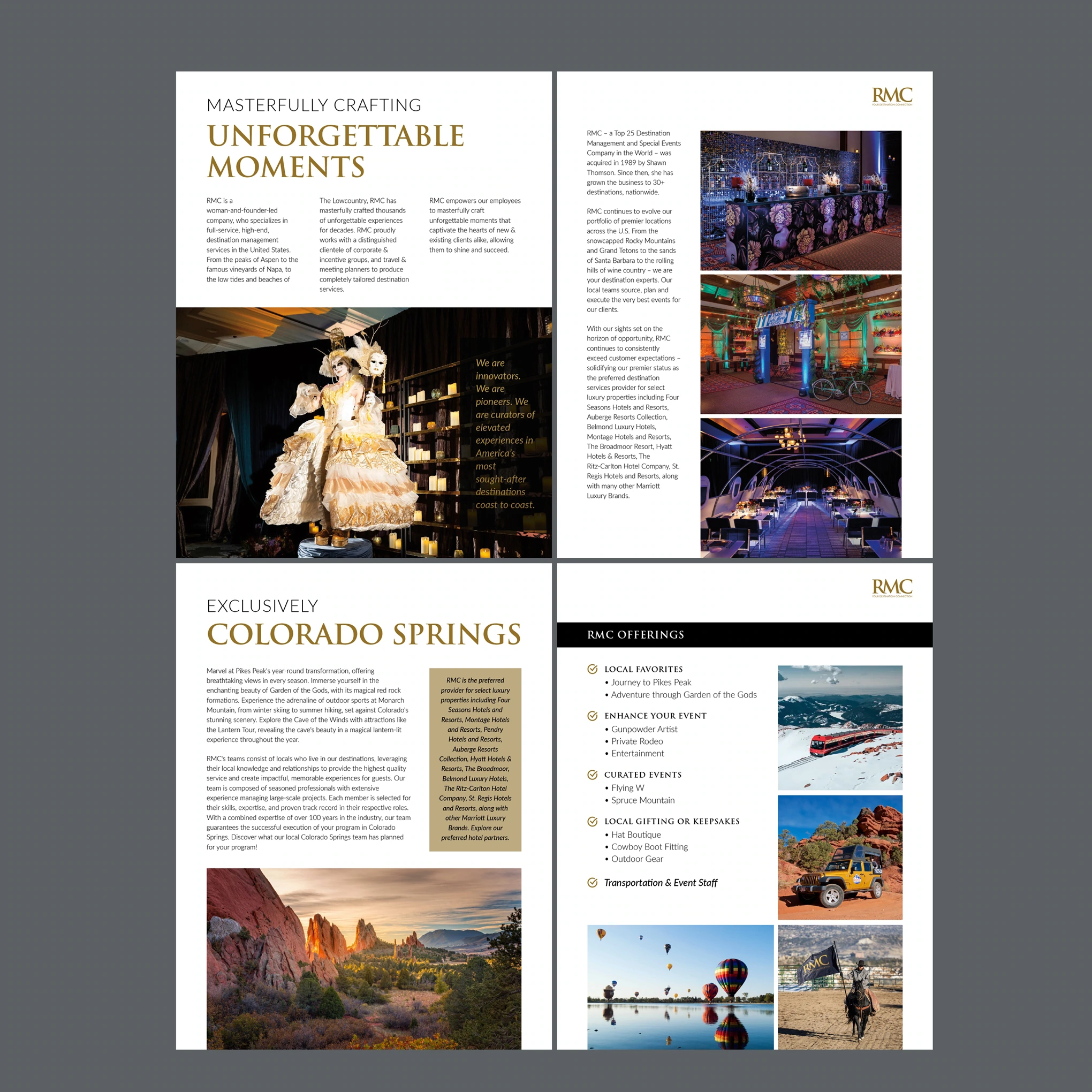 RMC DMC — Company and destination · page layouts
